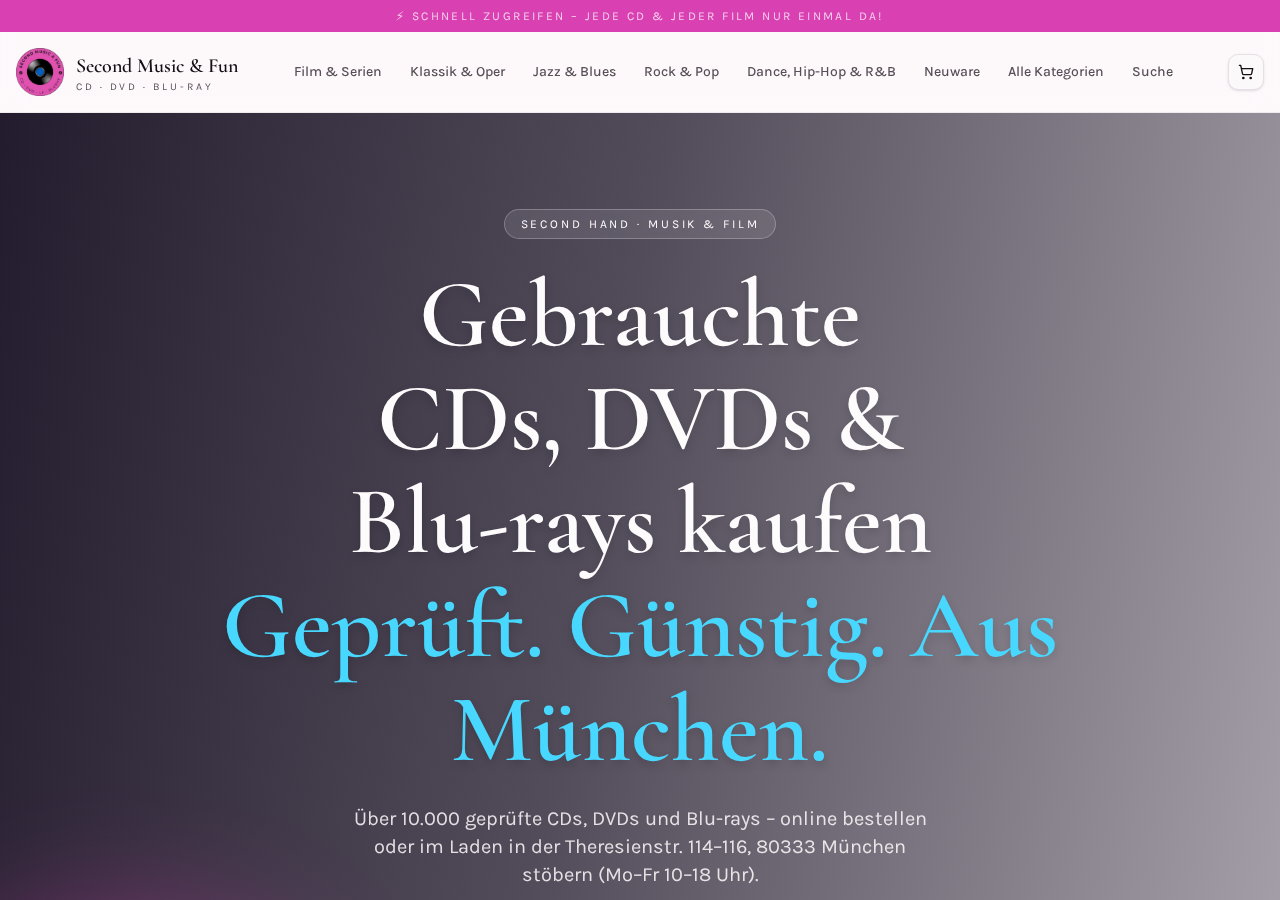 Second Music & Fun - Shoperstellung Projekt von München ONLINEagentur